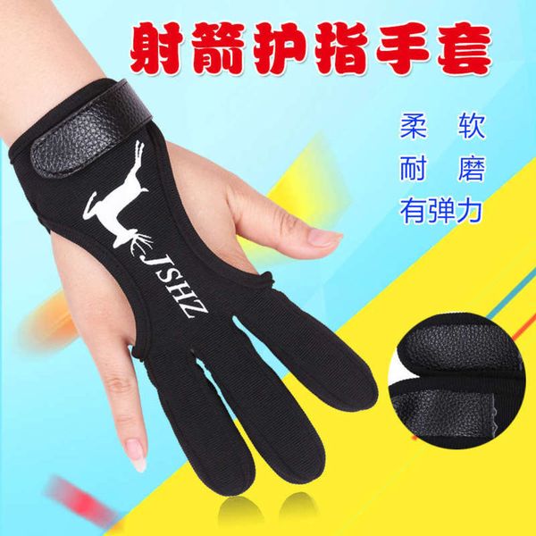 gloves three finger for archery traditional, Blue;gray