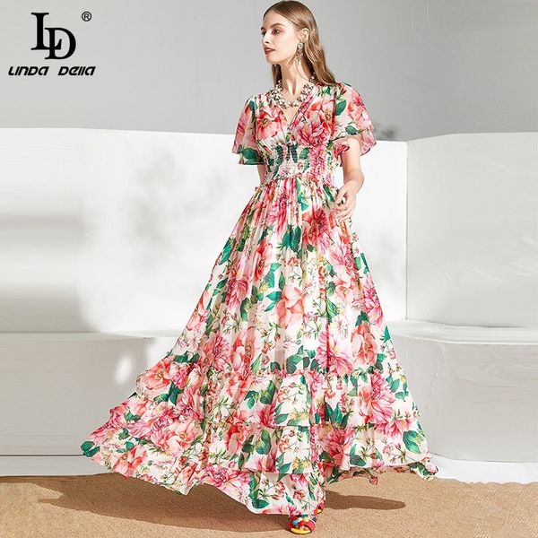 ld linda della plus size summer maxi dresses women runway v-neck elastic waist ruffles floral print chiffon long party dresses y200805, Black;pink
ld linda della plus size summer maxi dresses women runway v-neck elastic waist ruffles floral print chiffon long party dresses y200805, Black;pink