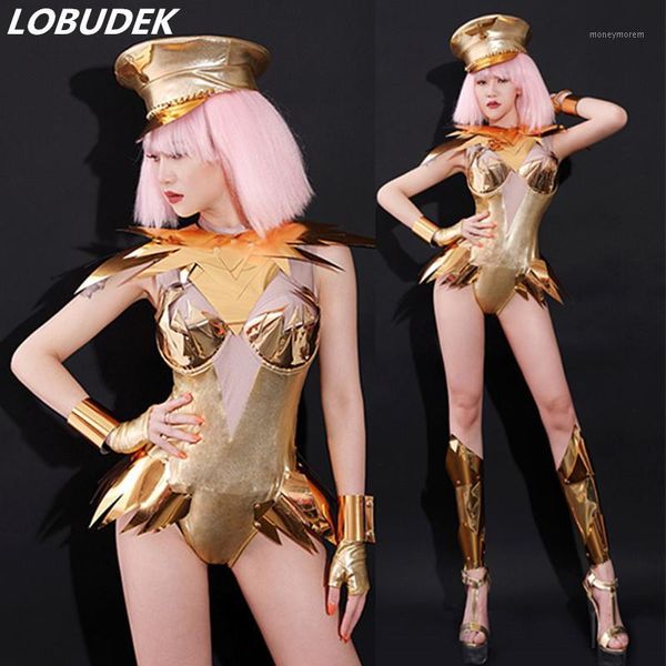 stage wear bar nightclub women dj singer gold skinny sleeveless bodysuit hat outfit jazz dance team party show costume1, Black;red
stage wear bar nightclub women dj singer gold skinny sleeveless bodysuit hat outfit jazz dance team party show costume1, Black;red