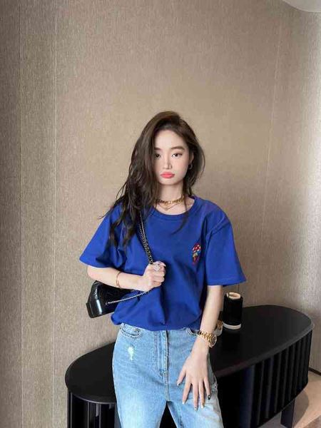 design women's clothing 2022 early new fashion embroidered mushroom print t-shirt, White
design women's clothing 2022 early new fashion embroidered mushroom print t-shirt, White