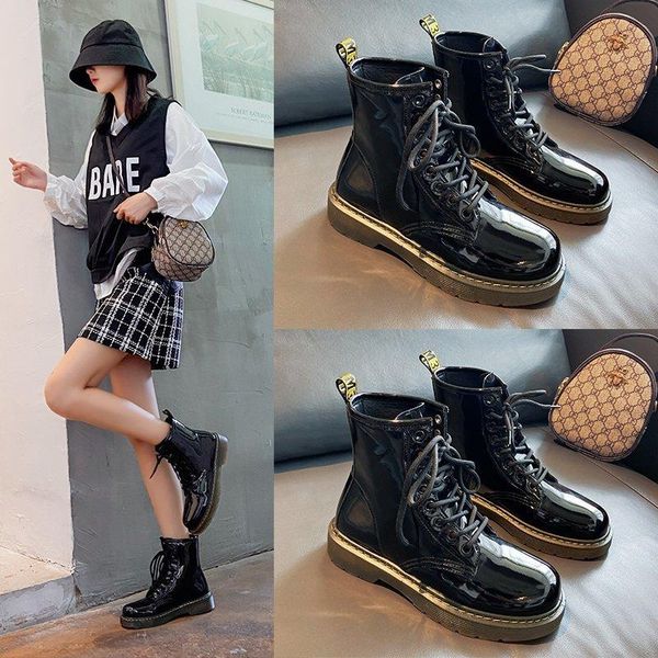 shoes women 2020 autumn motorcycle boots thick heel platform female lace-up patent leather fashion martin boots zapatos de mujer, Black
shoes women 2020 autumn motorcycle boots thick heel platform female lace-up patent leather fashion martin boots zapatos de mujer, Black