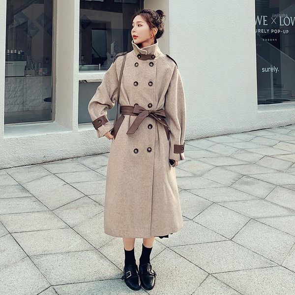 2020 female jacket autumn winter leather stitching milk color woolen coat loose casual all-match thickened women coat a901, Black
2020 female jacket autumn winter leather stitching milk color woolen coat loose casual all-match thickened women coat a901, Black