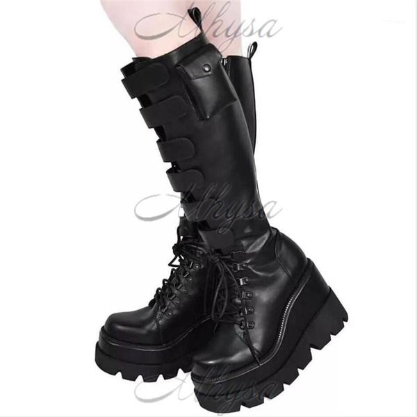 boots women winter combat high platform gothic casual zipper black leather sole pouch lace up knee high1
boots women winter combat high platform gothic casual zipper black leather sole pouch lace up knee high1