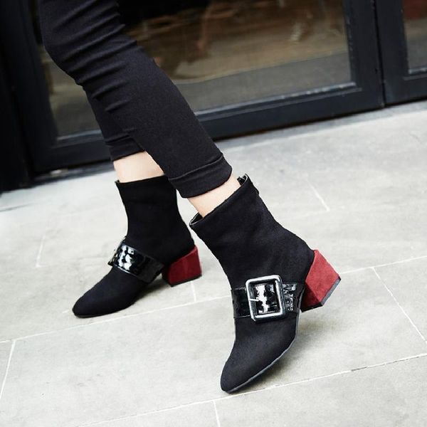 2020 fashion woman boots red thick heel zipper buckle flock designer short boots attractive botas shoes woman chaussures femmes, Black
2020 fashion woman boots red thick heel zipper buckle flock designer short boots attractive botas shoes woman chaussures femmes, Black