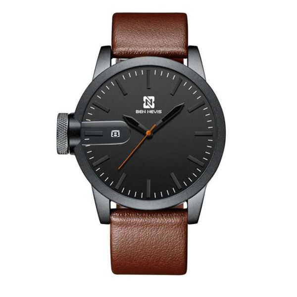watch men quartz fashion calendar trend watch men, Slivery;brown