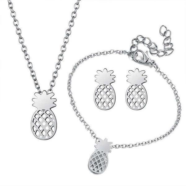 3 sets women jewelry necklaces bracelets pineapple hollow mental charm fruit accessories birthday gift party jewelry, Silver
3 sets women jewelry necklaces bracelets pineapple hollow mental charm fruit accessories birthday gift party jewelry, Silver