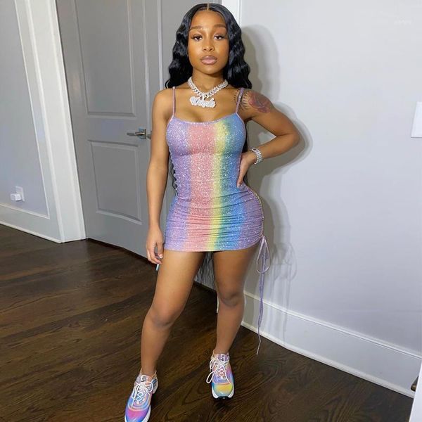 bodycon spaghetti strap sparkly ruched holographic dress for women elegant womens rainbow party club mini glitter dress1, Black;gray
bodycon spaghetti strap sparkly ruched holographic dress for women elegant womens rainbow party club mini glitter dress1, Black;gray