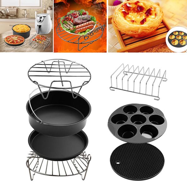 air фрайер аксессуары 7inch, набор из 7, торт баррель, pizza pan, прессформы торта, стойки, силиконовый коврик
air фрайер аксессуары 7inch, набор из 7, торт баррель, pizza pan, прессформы торта, стойки, силиконовый коврик