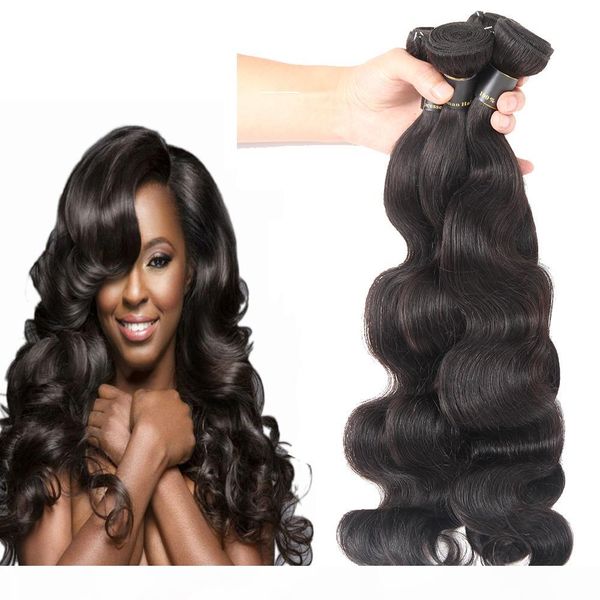peruvian indian malaysian virgin hair extensions 3 pcs double weft body wave brazilian hair weaves unprocessed virgin human hair, Black