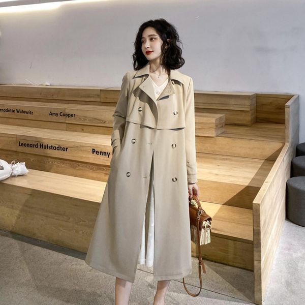 women's long trench 2020 autumn fashion solid color windbreaker office lady coat with belt, Tan;black
women's long trench 2020 autumn fashion solid color windbreaker office lady coat with belt, Tan;black