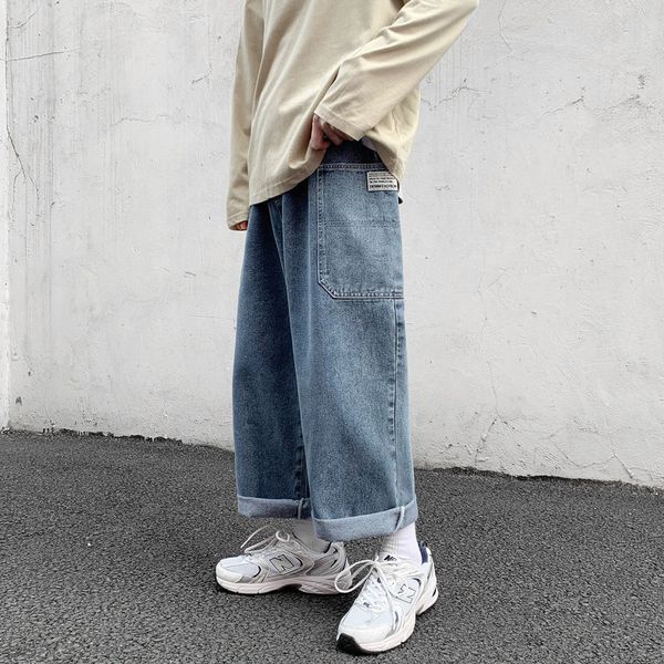 men's casual oversize 2021 spring summer new straight denim pants solid color korean streetwear male jeans uor2, Blue
men's casual oversize 2021 spring summer new straight denim pants solid color korean streetwear male jeans uor2, Blue