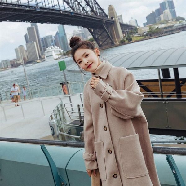 women's wool & blends 2021 winter women korean oversize pockets long coat solid warm jacket loose female outerwear1, Black
women's wool & blends 2021 winter women korean oversize pockets long coat solid warm jacket loose female outerwear1, Black