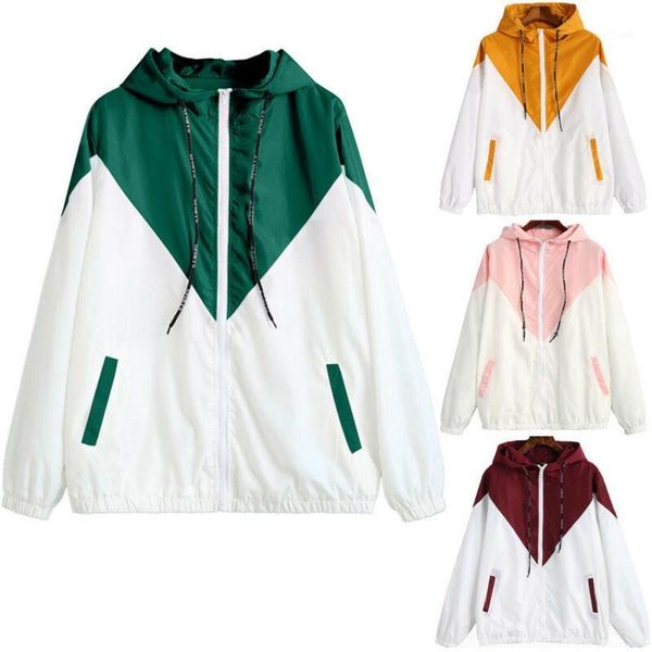 women long sleeve hoodie windbreaker hooded zip sport coat jacket tracksuit, White;black
women long sleeve hoodie windbreaker hooded zip sport coat jacket tracksuit, White;black