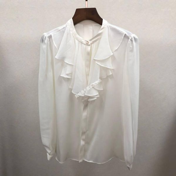 xz700279 women's shirt boutique 2020 early autumn retro elegant mulberry silk small fresh ruffled trim shirt lady temperament1, White
xz700279 women's shirt boutique 2020 early autumn retro elegant mulberry silk small fresh ruffled trim shirt lady temperament1, White