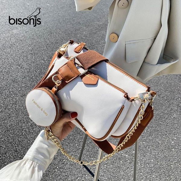 bisonjs chains women shoulder bags designer wide strap messenger bags luxury pu leather crossbody bag lady small purse 3 bag set
bisonjs chains women shoulder bags designer wide strap messenger bags luxury pu leather crossbody bag lady small purse 3 bag set