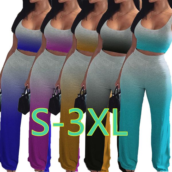 plus size women tracksuit sleeveless t shirt crop pants fashion gradient color women summer casual two piece set outfits h2516, White
plus size women tracksuit sleeveless t shirt crop pants fashion gradient color women summer casual two piece set outfits h2516, White