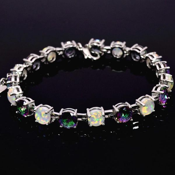 link, chain cubic zircon luck charm white fire opal bracelet 925 sterling sliver jewelry for women friendship bnt16031303, Black
link, chain cubic zircon luck charm white fire opal bracelet 925 sterling sliver jewelry for women friendship bnt16031303, Black