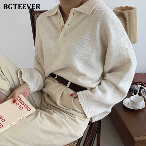 bgteever 2021 new turn-down collar buttons women pullover sweater casual loose long sleeve female knitted jumpers autumn t200910, White;black
bgteever 2021 new turn-down collar buttons women pullover sweater casual loose long sleeve female knitted jumpers autumn t200910, White;black