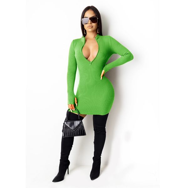 early autumn pullover solid color zipper high waist knitting casual jumpsuit short skirt green long sleeve v-neck women's wear 8369 swi
early autumn pullover solid color zipper high waist knitting casual jumpsuit short skirt green long sleeve v-neck women's wear 8369 swi