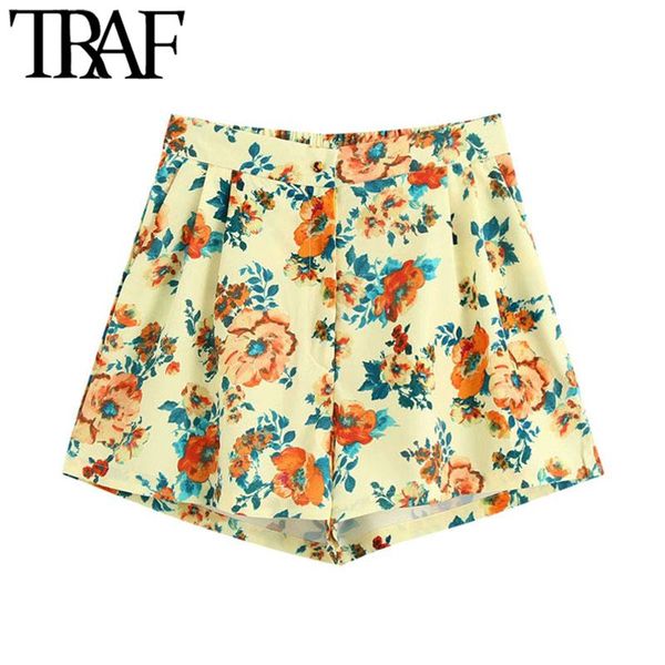 traf women chic fashion floral print side pockets shorts vintage high waist zipper back elastic female short pants, White;black
traf women chic fashion floral print side pockets shorts vintage high waist zipper back elastic female short pants, White;black