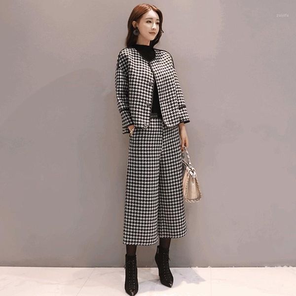 qualities autumn winter woolen plaid 2pcs outfits fashion long sleeve o-neck short coats casual loose fit wide leg pants1, White
qualities autumn winter woolen plaid 2pcs outfits fashion long sleeve o-neck short coats casual loose fit wide leg pants1, White