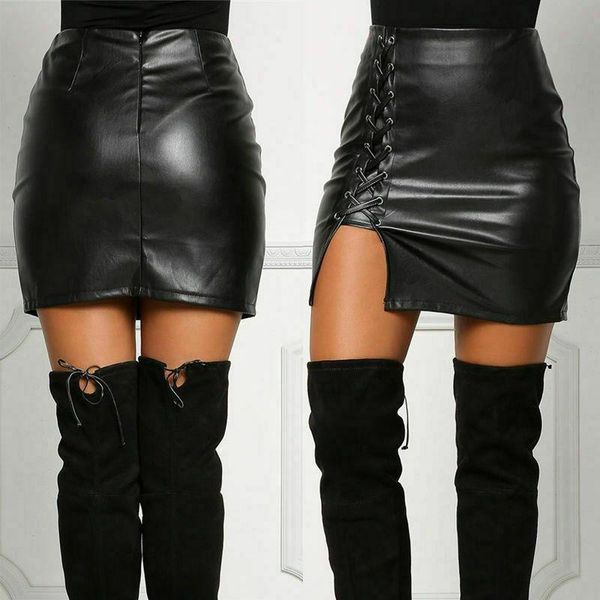 women skirts bandage leather skirt high waist pencil skirts black clubwear ladies high cut bodycon mini skirt streetwear
women skirts bandage leather skirt high waist pencil skirts black clubwear ladies high cut bodycon mini skirt streetwear