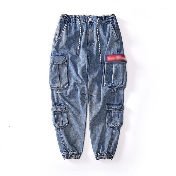 men's loose multi-pocket trousers snow wash casual denim cargo pants harem ankle elastic banded tied pants1, Black
men's loose multi-pocket trousers snow wash casual denim cargo pants harem ankle elastic banded tied pants1, Black