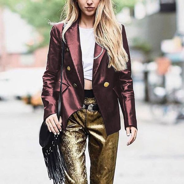 women pu leather blazer jackets long sleeve button decoration jackets bmf88, White;black
women pu leather blazer jackets long sleeve button decoration jackets bmf88, White;black