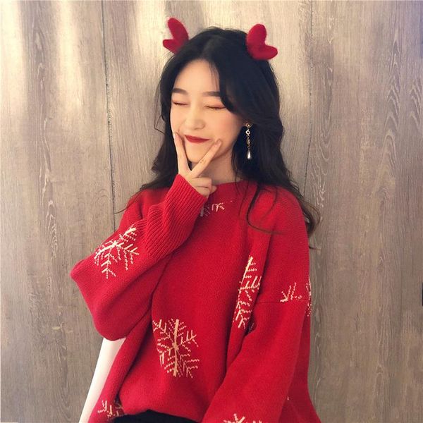 fashion women sweater 2020 autumn and winter new lazy style christmas thick and versatile loose sweater, White;black
fashion women sweater 2020 autumn and winter new lazy style christmas thick and versatile loose sweater, White;black