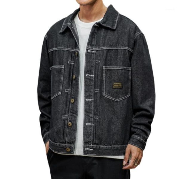 japan style mens jeans jacket black denim jackets hip streetwear cool man coat big size m-5xl bomber jacket for male boys1, Black;brown 
japan style mens jeans jacket black denim jackets hip streetwear cool man coat big size m-5xl bomber jacket for male boys1, Black;brown