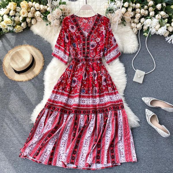 vintage ethnic style v neck 2020 floral print midi long dress summer party loose dress women elegant tunic beach holiday, White;black
vintage ethnic style v neck 2020 floral print midi long dress summer party loose dress women elegant tunic beach holiday, White;black