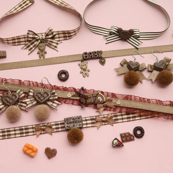cute chocolate bear striped plaid bow necklace choker hairball necklace, Golden;silver
cute chocolate bear striped plaid bow necklace choker hairball necklace, Golden;silver