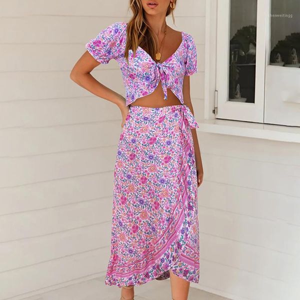two piece set and skirt 2020 summer vacation women floral printed bow boho beach style and irregular skirts sets1, White
two piece set and skirt 2020 summer vacation women floral printed bow boho beach style and irregular skirts sets1, White
