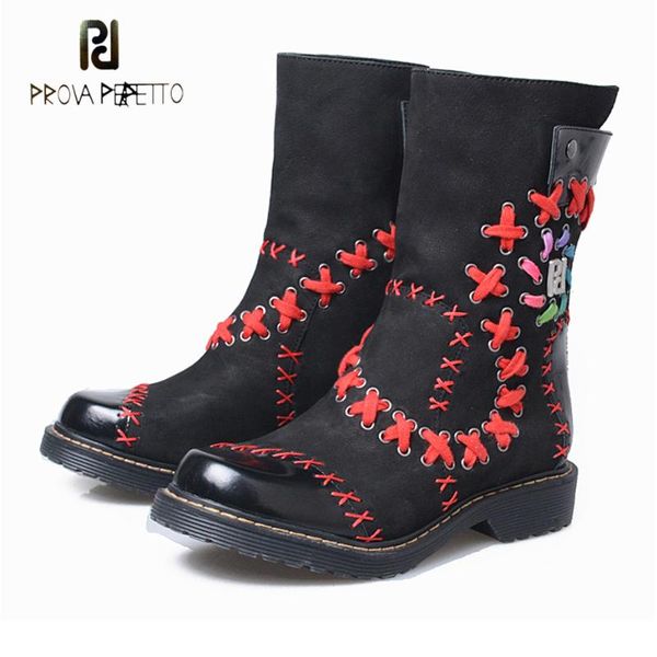 prova perfetto mixed color weave flats shoes women martin short boots genuine leather patchwork thick bottom motorcycle boots, Black
prova perfetto mixed color weave flats shoes women martin short boots genuine leather patchwork thick bottom motorcycle boots, Black