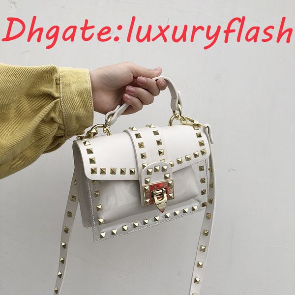 fashion high quality luxury Handbags Women Bags Rivet Transparent Clear Bag White Clutch Purse Small Crossbody Bags for Women 2021Summer
fashion high quality luxury Handbags Women Bags Rivet Transparent Clear Bag White Clutch Purse Small Crossbody Bags for Women 2021Summer