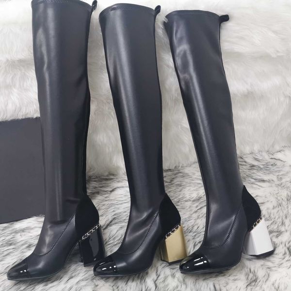 fashion blue grey red cow suede boots women chain stretch long boots runway high heel shoes women party, Black
fashion blue grey red cow suede boots women chain stretch long boots runway high heel shoes women party, Black