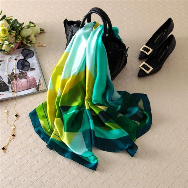 scarves classic women silk scarf female ladies beach wrap chiffon shawl lattice printed bandanna foulard muffler, Blue;gray
scarves classic women silk scarf female ladies beach wrap chiffon shawl lattice printed bandanna foulard muffler, Blue;gray