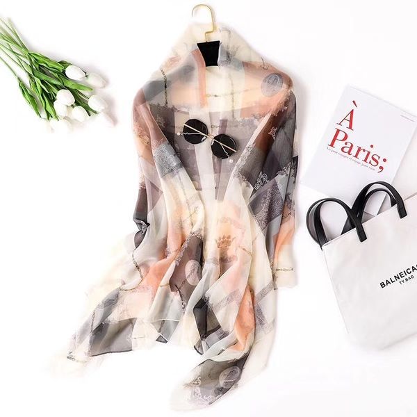 women's fashion luxury designer scarf new silk scarf small chain printed large shawl beach towel three colors to from scarves, Blue;gray
women's fashion luxury designer scarf new silk scarf small chain printed large shawl beach towel three colors to from scarves, Blue;gray
