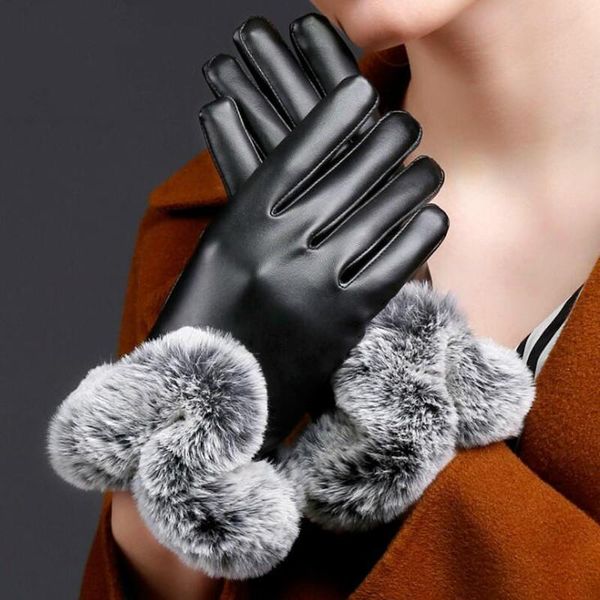 five fingers gloves lady winter black imitation fur warm mittens thickened plus velvet touch screen artificial leather hand muff h3240, Blue;gray
five fingers gloves lady winter black imitation fur warm mittens thickened plus velvet touch screen artificial leather hand muff h3240, Blue;gray