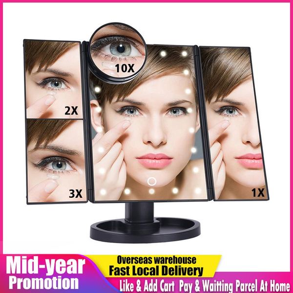 led touch screen 22 light makeup mirror table deskmakeup 1x/2x/3x/10x magnifying mirrors vanity 3 folding adjustable mirror
led touch screen 22 light makeup mirror table deskmakeup 1x/2x/3x/10x magnifying mirrors vanity 3 folding adjustable mirror