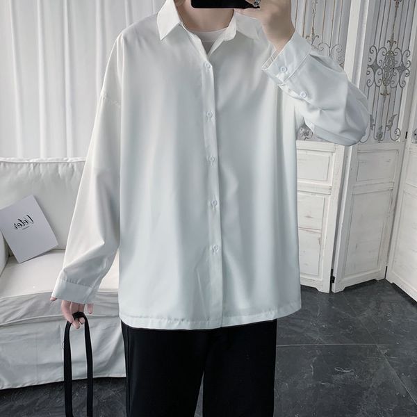 new 2021 spring released solid long male shirt in fashion beautiful white youth zht2, White;black
new 2021 spring released solid long male shirt in fashion beautiful white youth zht2, White;black