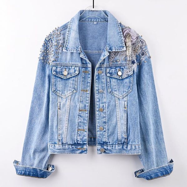 women's jackets female denim jacket 2021 spring beaded fashion 3d flower embroidery long-sleeved slim street style short jean coats1, Black;brown
women's jackets female denim jacket 2021 spring beaded fashion 3d flower embroidery long-sleeved slim street style short jean coats1, Black;brown