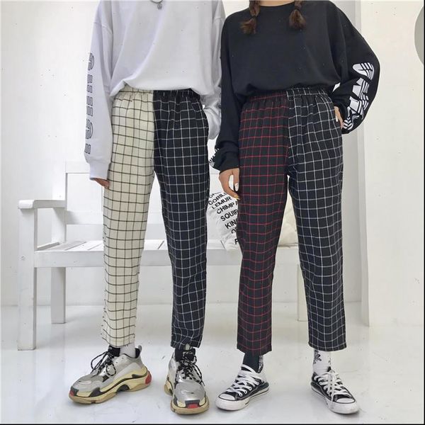 not new women man vintage plaid patchwork pants harajuku trousers elastics high waist pants fashion korean causal straight pant, Black;white
not new women man vintage plaid patchwork pants harajuku trousers elastics high waist pants fashion korean causal straight pant, Black;white