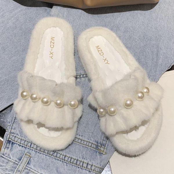 winter home women furry slippers trend faux pearl ladies fur mules slides warm plush bedroom flats shoes house women slippers, Black
winter home women furry slippers trend faux pearl ladies fur mules slides warm plush bedroom flats shoes house women slippers, Black