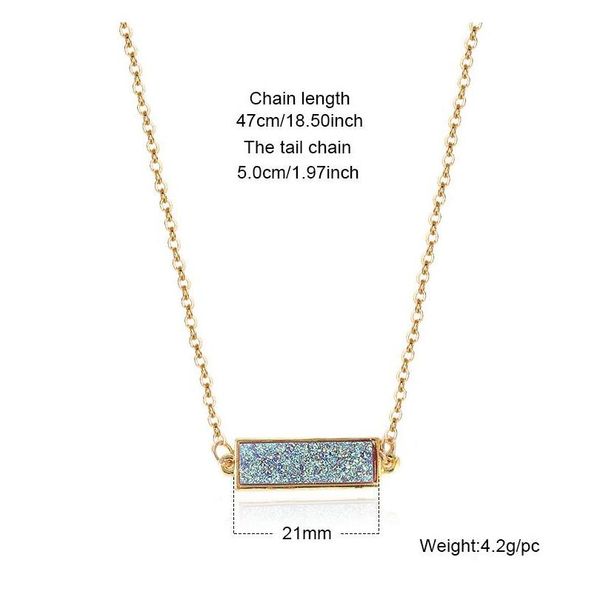 new fashion resin druzy necklace for women gold plated chain statement colorful rectangle stone pendant choker sqctry queen66, Silver
new fashion resin druzy necklace for women gold plated chain statement colorful rectangle stone pendant choker sqctry queen66, Silver