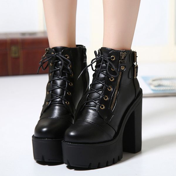 platform high heel boots buckle lace up women boots motorcycle women black goth ankle for shoes
platform high heel boots buckle lace up women boots motorcycle women black goth ankle for shoes