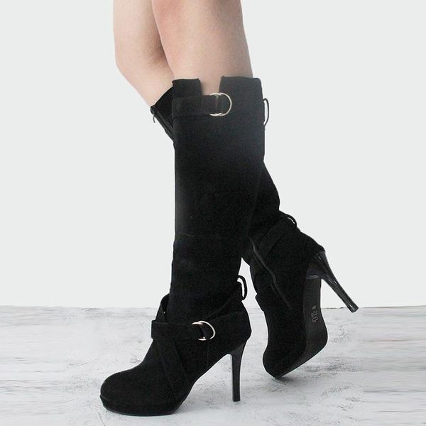 women's mid-calf boots zipper elastic boots fashion warm autumn and winter new round toe thin heel, Black
women's mid-calf boots zipper elastic boots fashion warm autumn and winter new round toe thin heel, Black