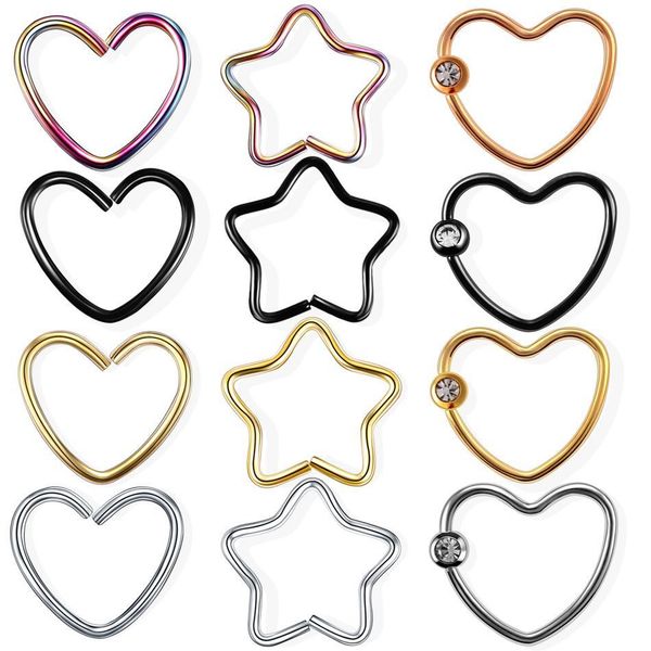 4pcs/lot steel daith heart star rings cz gem cartilage tragus piercings nose hoop rings labret ring daith piercing jewelry q sqcyvc, Silver
4pcs/lot steel daith heart star rings cz gem cartilage tragus piercings nose hoop rings labret ring daith piercing jewelry q sqcyvc, Silver