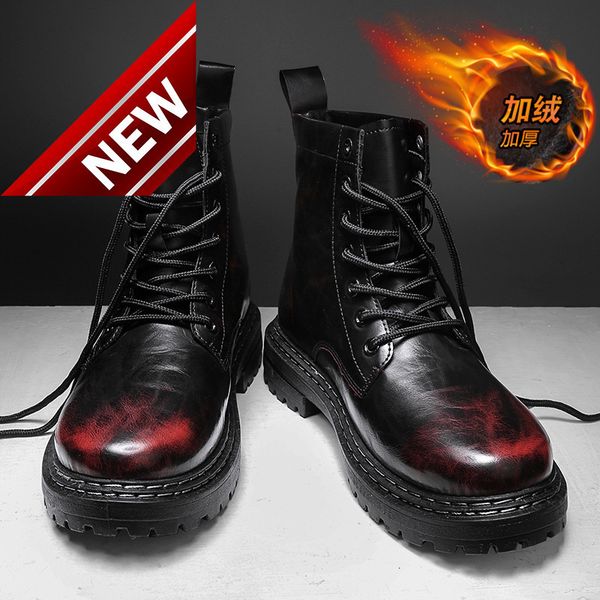 new british men's plush warm martin color matching work clothes high boots, Black
new british men's plush warm martin color matching work clothes high boots, Black
