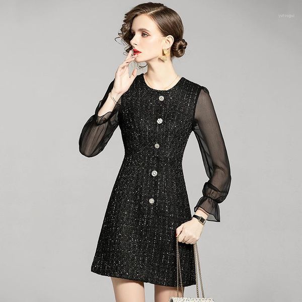 women dress office lady 2020 autumn winter new fashion patchwork long sleeve round neck slim a line dress above the knees1, Black;gray
women dress office lady 2020 autumn winter new fashion patchwork long sleeve round neck slim a line dress above the knees1, Black;gray